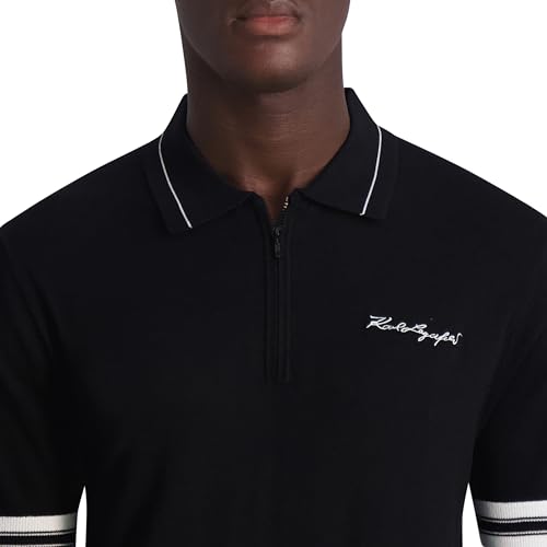Image of KARL LAGERFELD mens Jacquard Half Zip Sweater