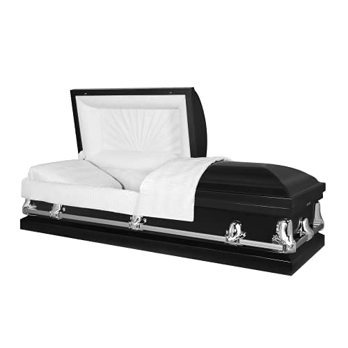 Titan Casket Orion Series Steel Casket (Black) Handcrafted Funeral Casket - Black Finish With White Crepe Interior #TOP18