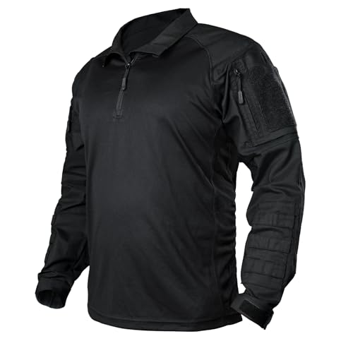 IDOGEAR Men’s Combat Shirts Tactical Long Sleeve Shirt with Elbow Pads Military BDU Shirts with Pockets Airsoft Clothing