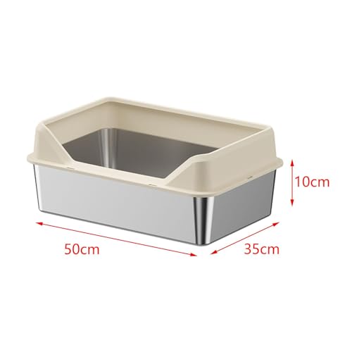 Bac à litière pour chat ouvert beige semi-fermé 50cm avec rebord anti-projections - 6