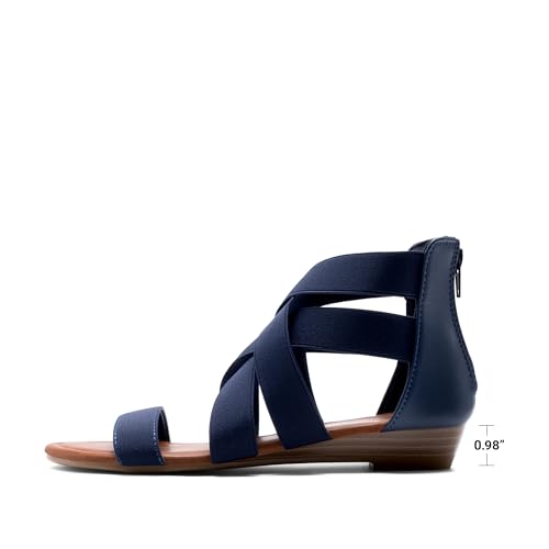 Image of DREAM PAIRS Women's Elastic Ankle Strap Sandals Gladiator Strappy Low Wedges Sandals