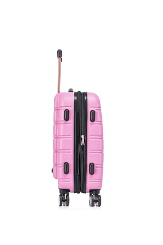Rockland Melbourne Hardside Expandable Luggage with Spinner Wheels, Pink, 20"/14" 2pc Set3