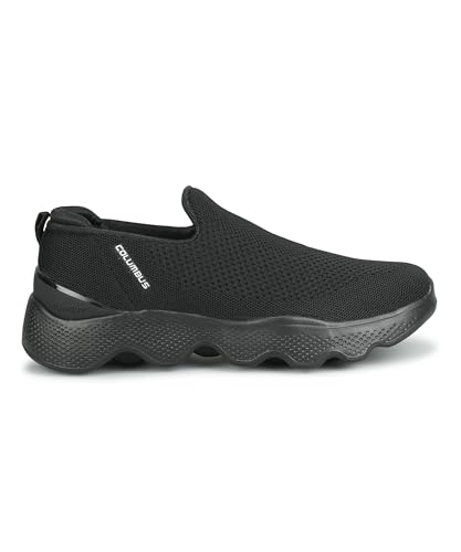 Image of Columbus MASSAGER-01 Sports Shoes - Running Shoes|Walking Shoes| Training & Gym Shoe | Outdoors Shoe for Men (Black & Silver),UK-7