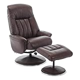 Morris Living The Lyon - Genuine Leather Swivel Recliner Chair & Footstool in Brown