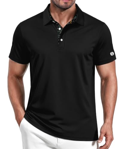 Image of ZITY Golf Shirts for Men Short Sleeve Moisture Wicking Solid Performance Designed Print Collared Casual Polo Shirt