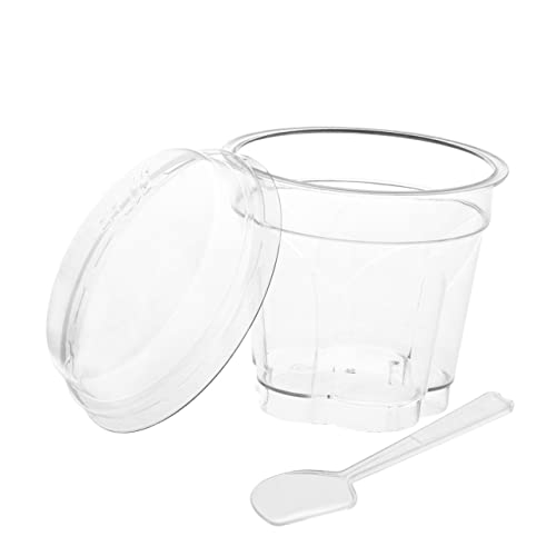 GRIRIW 10 Sets Appetizer Cup Catering Supplies Parfait Cups with Lids Dessert Cups with Lids Mini Dessert Cup Appetizer Bowls Tasting Glass Parfait Glass