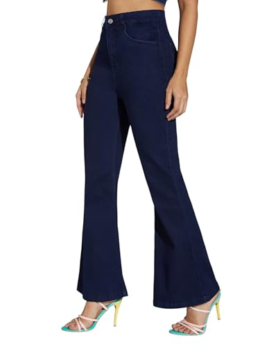 Image of Miss Chase Women's Wide-Leg High-Rise Regular-Length Stretchable Shaping Denim Jeans