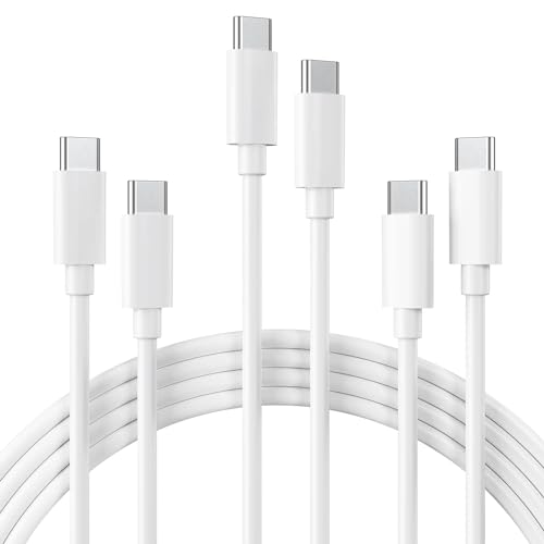 Quntis USB C to USB C Cable, 3Pack 3FT USB C Charger Cable, Type C 60W(3A) Fast Charging Cable for iPhone 16 15 Plus Pro Max, iPad mini 6/ Pro 2021, MacBook Pro 2020, Samsung Galaxy S23,Switch, White