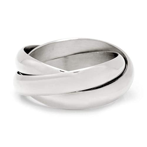 EVE'S ADDICTION Sterling Silver Triple Roll Russian Wedding Ring, ring sizes 5 to 12 - Women's Sterling Silver Rings - Alternative Wedding Ring - Commitment Promise Rings - Gifts for Her3