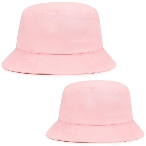 Parent-Child Sun Hat Smile Face Bucket Hat for Mother&Baby Boys Girls Beach Hat Sun Protection Cotton Hats Dad Hats Cap (US, Age, 2 Years, 8 Years, Pink)