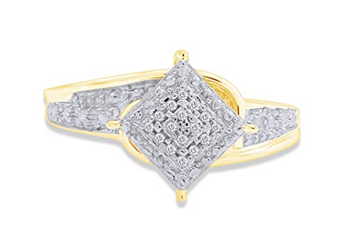 Jewel Zone US White Natural Diamond Cluster Ring in 14k Gold Over Sterling Silver4