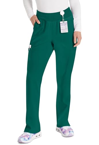 EDS Essentials Scrubs for Women, Yoga-Inspired Pull-On Pant with Four-Way Stretch and Moisture Wicking Plus Size DK005, 2XL, Hunter Green - image 1