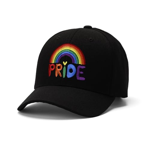 famliihw Rainbow Gay Pride Flag Baseball Cap Embroidered Baseball Hat Sports Classic Adjustable Hat Trucker for Men Women