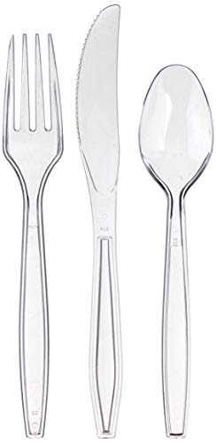 Amazon Brand - Solimo Plastic Disposable Cutlery Set, 192 Total Count (4 Boxes of 48 units each)