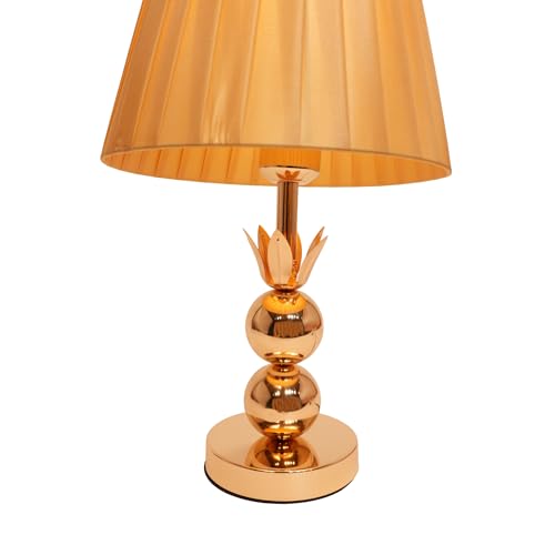 Image of ELARE Table Lamp with Pleated Fabric Shade | Elegant Bedside Night Lamp for Bedroom & Living Room | Modern Decorative Desk Light for Office, Study Table & Home Decor | Stylish Nightstand Lamp