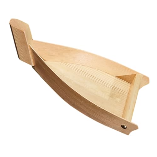 Plato para sushi estilo barco de madera reutilizable miniatura 1