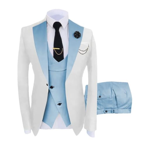 Men 3-Piece Business Formal Wedding Groom Suit Slim Fit Blazer Vest Pants Tuxedo Outfit