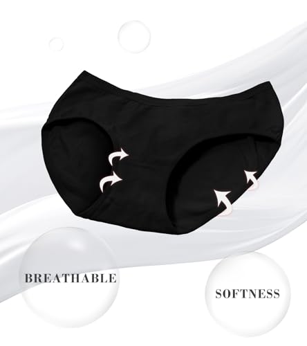 Eiggam Women's Cotton Bikini Panties,High-Cut Full Coverage Stretch Cool Underwear for Women