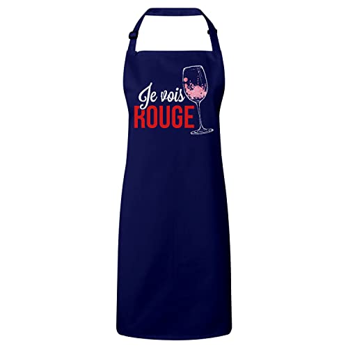Tablier cuisine premium Je Vois Rouge en coton réglable pour amateur de vin