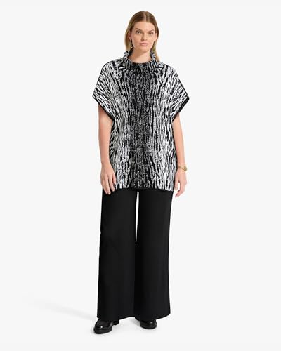 Image of Anne Klein Women's Cape Sleeve Mockneck Animal Print Tunic Top