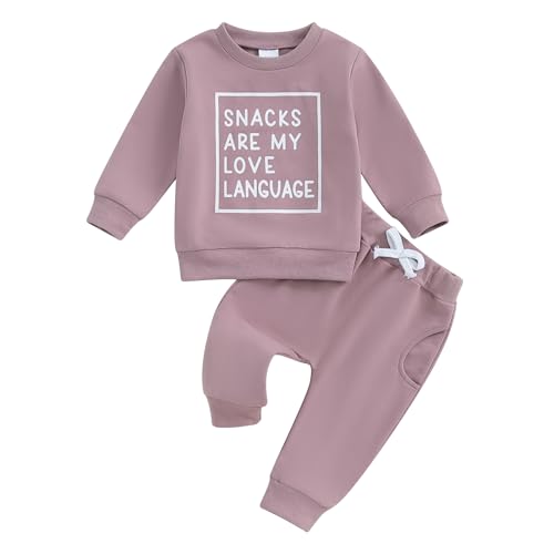Toddler Baby Girl Clothes 1-6 Years Fall Winter Outfit Funny Letter Long Sleeve Solid Color Sweatshirt Tops Pants Set