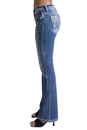 Miss Me Women's Bohemian Star Dreamcatcher Mid-Rise Bootcut Jeans3