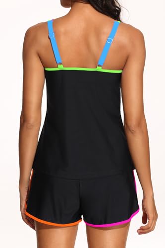 Aqua Eve Tankini with Shorts - 2 Piece Tummy Control Swimsuit V-Wire Tank Top with Boyhorts Bathing Suit with Side Pockets2