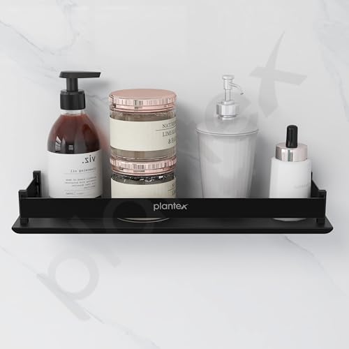 Plantex Stainless Steel Bathroom Shelf/Rack/Bathroom Organizer with Drill/Kitchen Storage Shelf/Wall Mounted Washroom Accessories - (15 x 5 Inch, Black)
