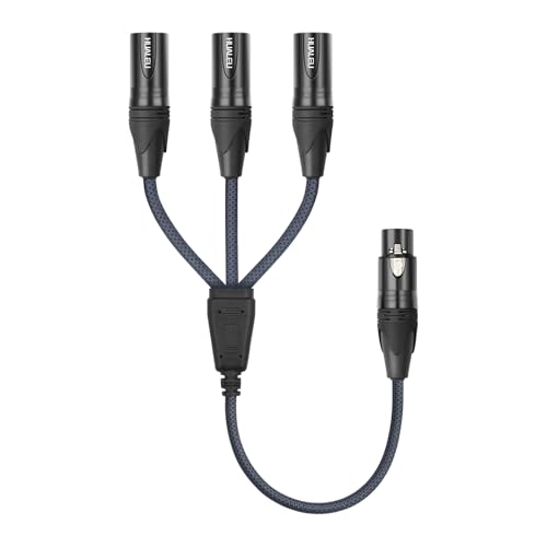 Câble répartiteur en Y XLR femelle à 3 broches XLR mâles 0.6m pour console mixage et microphone