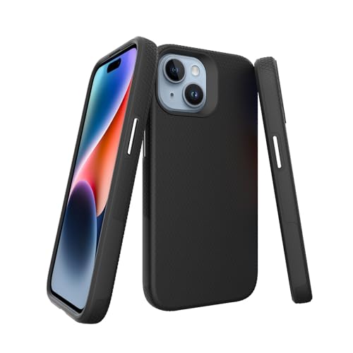Image of NOXO Ultra-Hybrid Triangle Back Case Cover for iPhone 15, | Shockproof Design | Camera Protection | Soft TPU & Rugged PC | Bumper Case Cover for iPhone 15, (Coal Black)