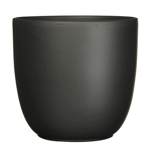 Annastore Blumenübertopf AVA aus Keramik Pflanztopf Blumentopf Keramiktopf Übertopf für Blumen (Schwarz Matt, H 9 cm - Ø 10 cm)