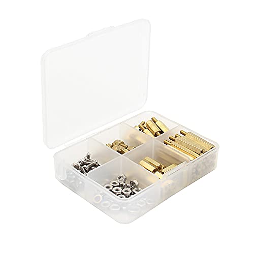 Geekworm Raspberry Pi 120 Pcs/Lot M2.5 Series Hex Brass Spacer/Standoff + Nuts + Screws W/Storage Case Raspberry Pi 3 Model B+ Accessories Kit