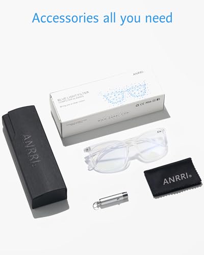 Image of ANRRI Blue Light Glasses Men Women Transparent Blue Light Blocking Computer Glasses Anti Eyestrain Lightweight Clear Frame