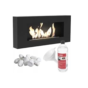 KRATKI Delta Flat Bio-Ethanol Binnenhaard | Muurbevestiging Echt Vuur, Biocontainer 0.4 l, TÜV Gecertificeerd, Staal Gepoedercoat