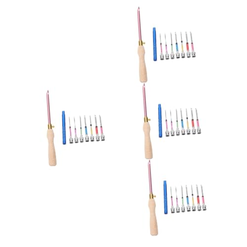 Ipetboom 4 Sets DIY Embroidery Needles Punch Needle Kit for Clothing Pillow Curtain Insoles Towel