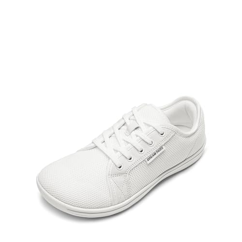 DREAM PAIRS Women's Barefoot Walking Wide Toe Box Zero Drop Minimalist Sneakers Non Slip Breathable Comfortable Lightweight Walking Shoes,Size 8W,All White,SDWS2401W-W