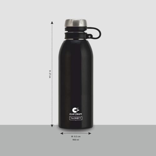 Image of CLAY CRAFT VACBOTT Charlie Double Walled|18 Hours Hot and 24 Hours Cold Water Bottle Vacuum Insulated Flask Bottle 900ml|1 Pcs Water Bottle|Travelling|BPA-Free|BIS Certified|1Year Limited Warranty