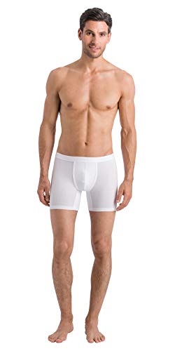 HANRO Men's Cotton Essentials Longleg Boxer Brief 73103, All White, Large
