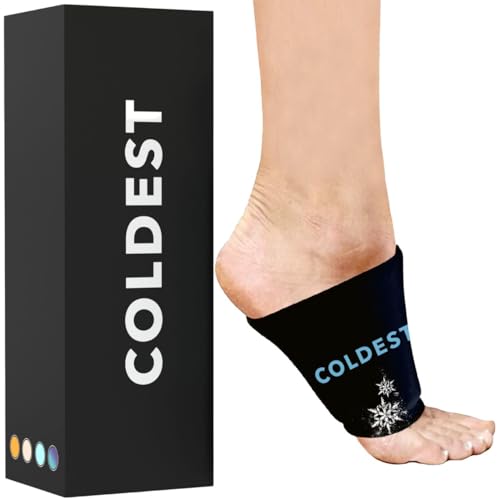 Image of COLDEST Plantar Fasciitis Ankle Ice Pack Wrap for Arch Pain, Heel Pain, Heel Spurs, Sore Feet, Swelling - Reusable Gel Cold Pack for Achilles - Universal Size Fit - 360 Arc Support