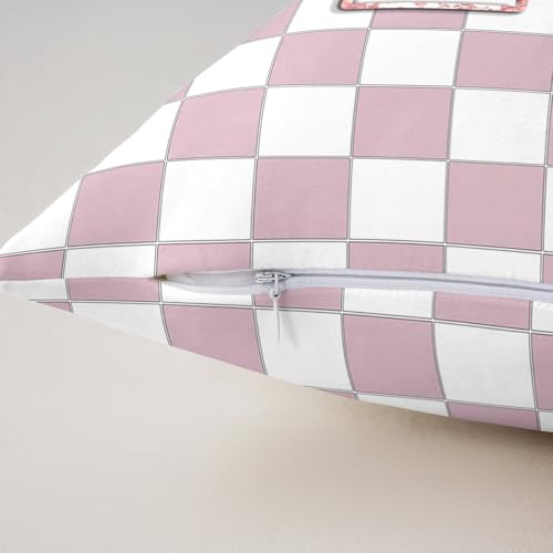 Image of Erosebridal Pink Initial E Throw Pillow Covers 22x22 Set of 2 Kawaii Plaid Checkered Cushion Cover Cute Personalized Monogram Throw Pillow Case for Bed Couch Sofa Fashion Grids Gingham Home Decor