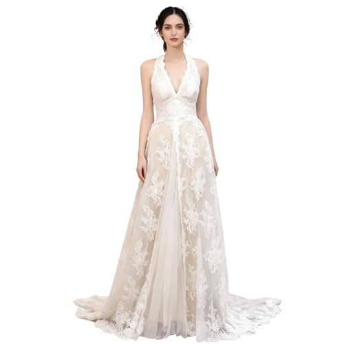 Brautkleid Mit Spitze Schlitz for Gartenhochzeiten, Formelle Empfänge Und Kirchliche Trauungen(L)