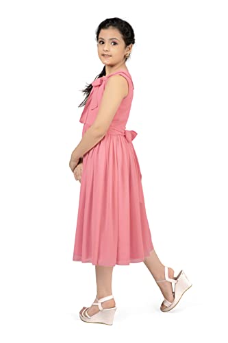 Image of Fashion Dream Girl's Calf Length Pleated Dresses (Pink 13-14 Year)