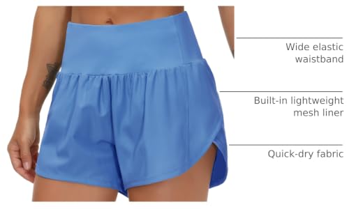 Image of THE GYM PEOPLE Womens High Waisted Running Shorts Quick Dry Athletic Workout Shorts with Mesh Liner Zipper Pockets