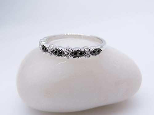 Dazzlingrock Collection Round Gemstone & White Diamond Marquise Miligrain Ring for Women in 925 Sterling Silver3