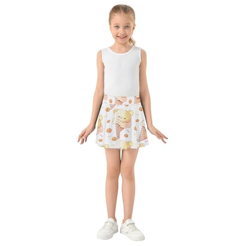 Athletic Shorts for Girls Skorts Cute Bear Ice Cream Waffle Toddler Tennis Skirts Uniform Teen Skirt 3t3