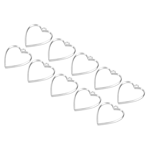 M METERXITY 20 Paquete Biseles Abiertos para Resina - Marcos Huecos Aleación Forma Corazón, Aplicar a DIY Manualidades Colgantes Prensados Flores (Tono Plateado)