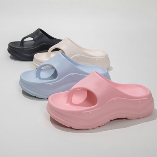 Women’s Platform Flip Flops Trendy Cushion Beach Flat Thong Sandals Y2k Flatform Outdoor Walking Shoes with Arch Support4