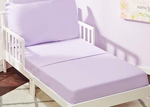 Everyday Kids 3 Piece Toddler Sheet Set - Soft Breathable Microfiber Toddler Bedding - Includes A Flat Sheet, A Fitted Sheet And A Pillowcase - Solid Purple #TOP1