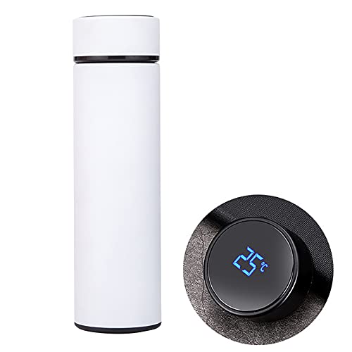 真空断熱 アウトドアボトル 子供 500ml 水 ボトル 直飲み 超軽量 温度表示 軽量 ステンレス スポーツ ボトル 茶漉し付き 漏れ防止 旅行 登山 ホワイト