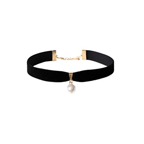 Produktfoto von TENDYCOCO Perlenhalskette Damen Schwarzer Choker Mit Perlen Elegante Halskette Für Alltag Hochzeit Verlobung Party&hellip;